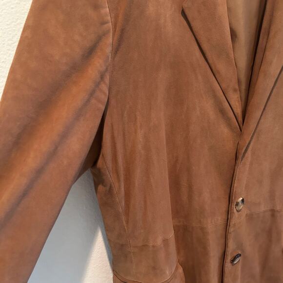 IL Perseo Jacket Suede Italian Leather Mens Mid Length Lightweight Camel - Picture 3 of 15